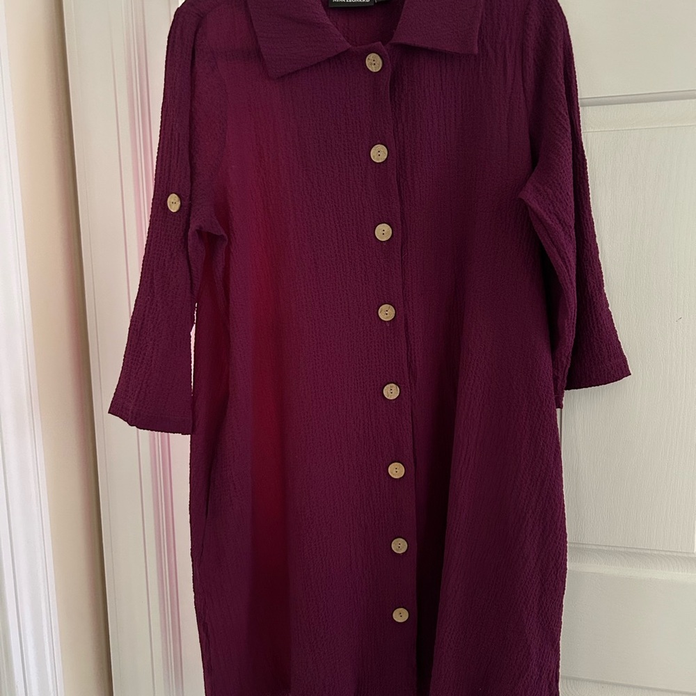 Nina Leonard Rich Plum Textured Dress